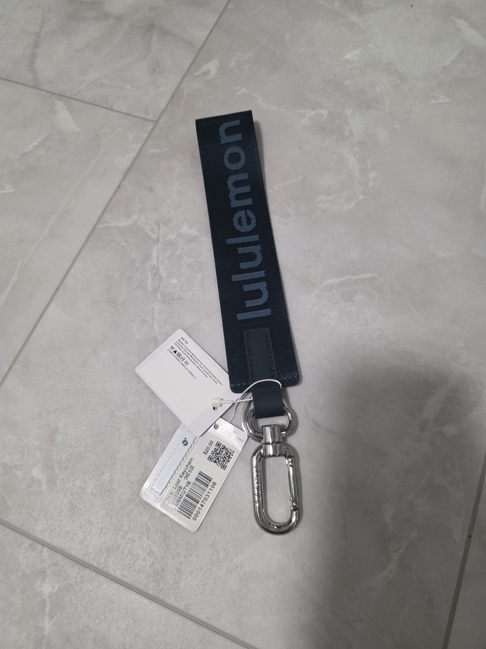 lululemon athletica Navy Logo Woven Key Lanyard with Silver Clip